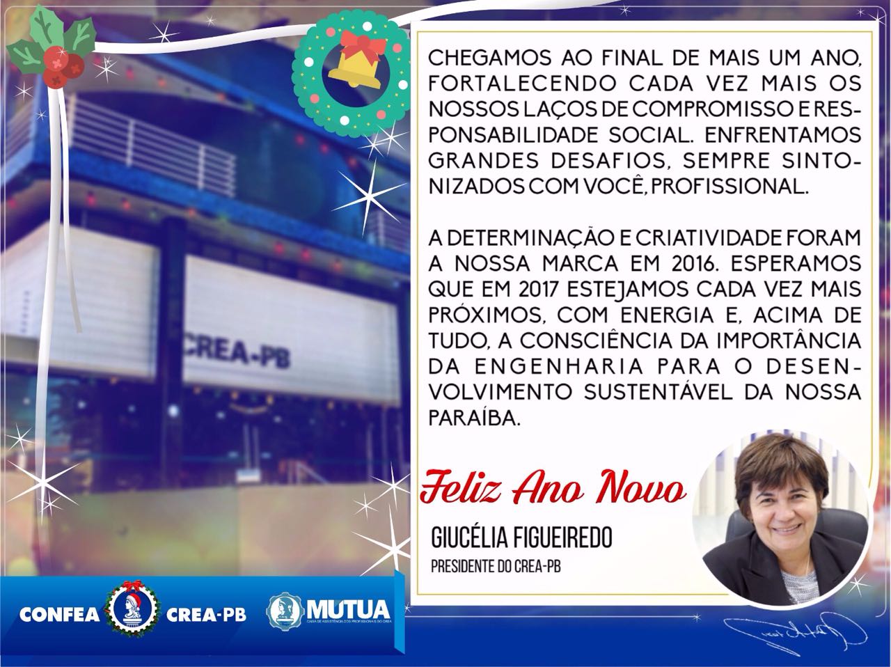 O Crea-PB deseja a todos um feliz Ano Novo!