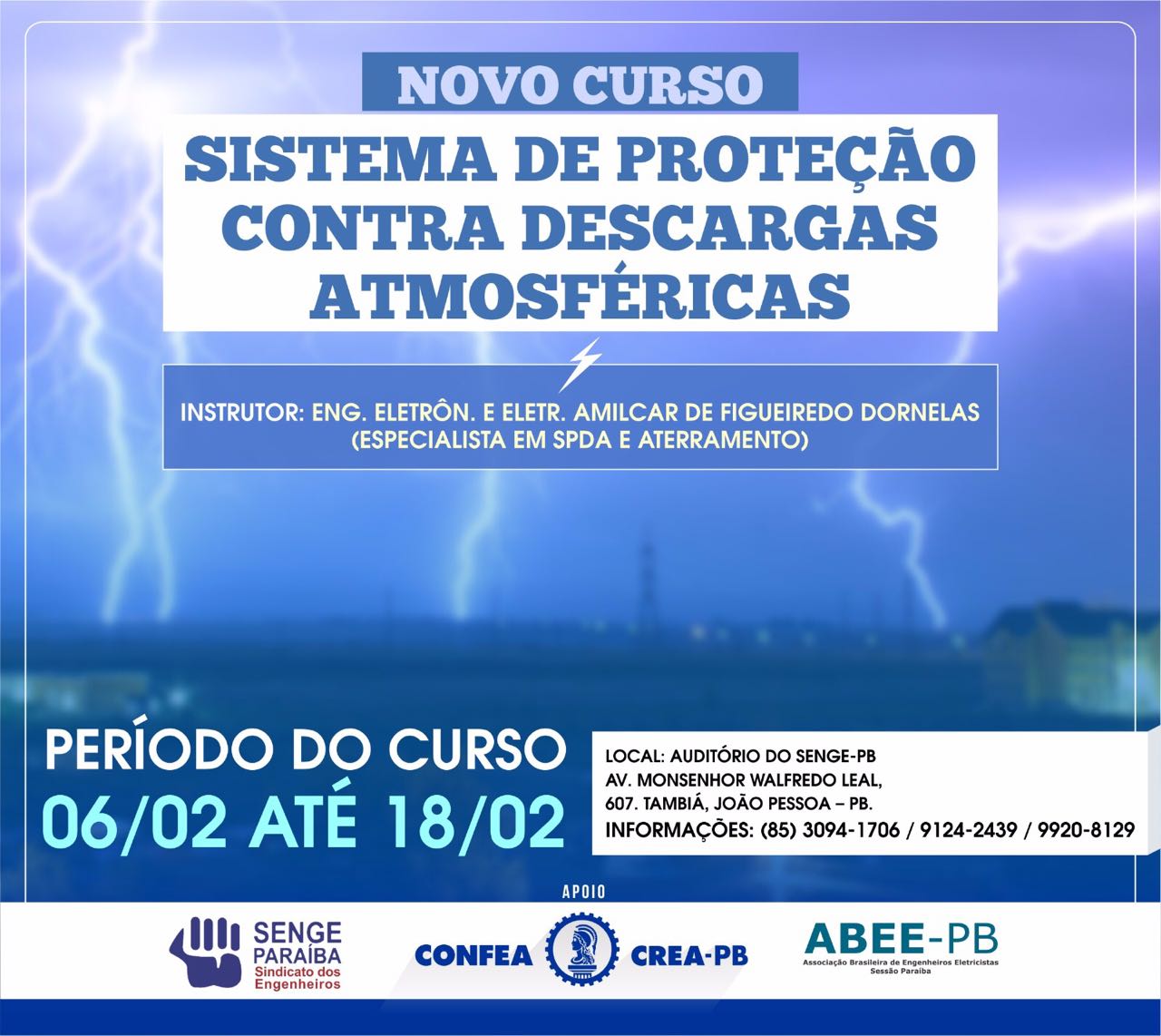ABEE-PB promove curso de “Sistema de Proteção contra Descargas Atmosféricas”