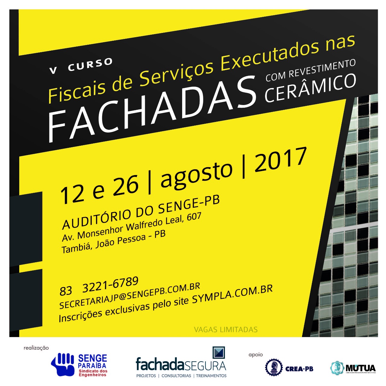 Falta uma semana para o curso de Fiscais de Serviços em Fachadas. Não perca o desconto!