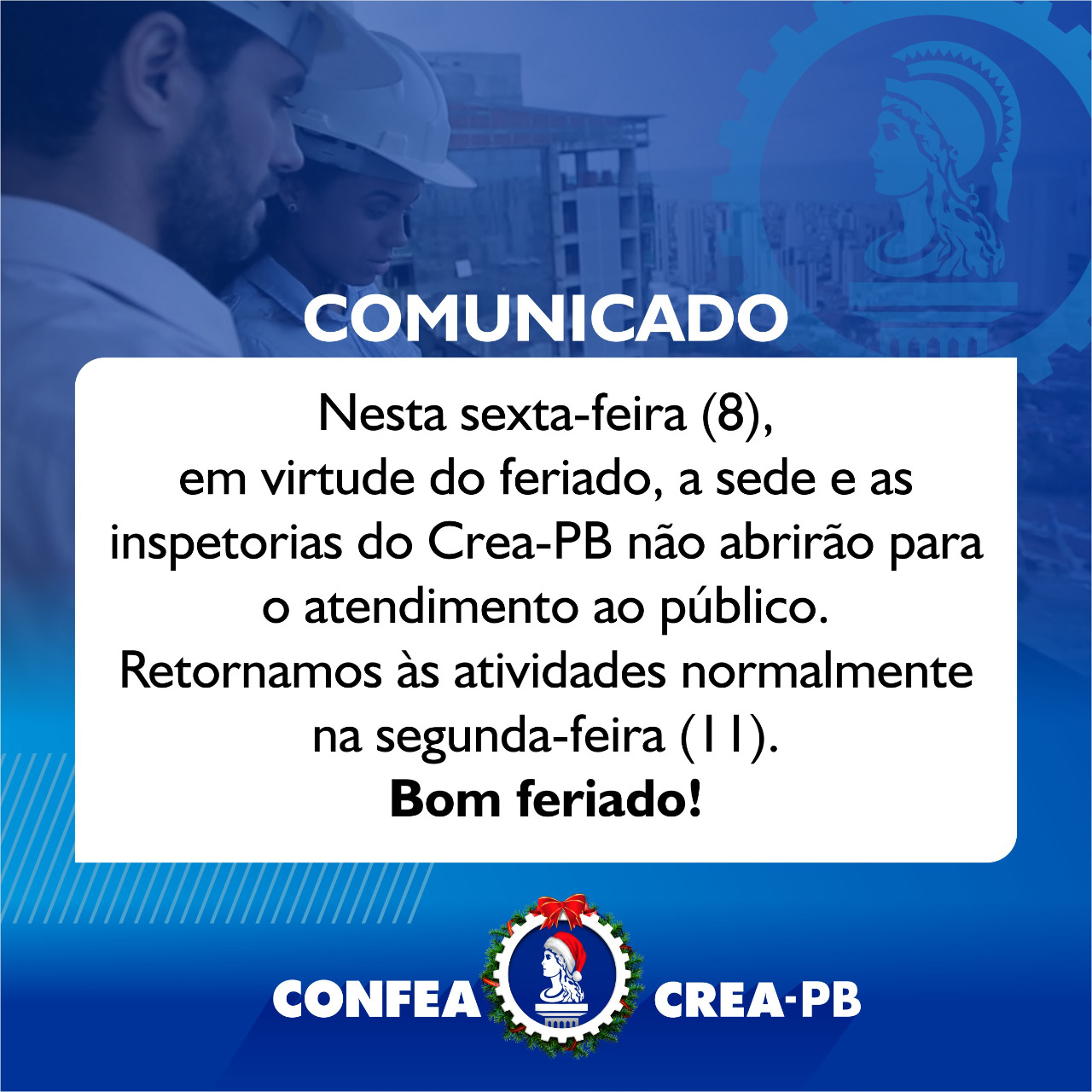 Não haverá expediente nesta sexta-feira (8)
