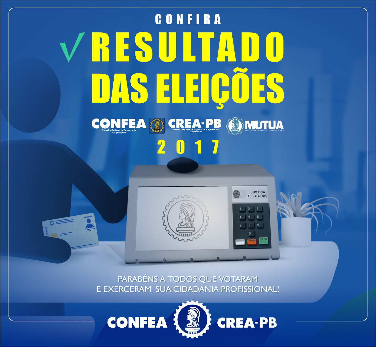 Eleições Confea/Crea e Mútua: Aragão, João de Deus e Cândida são eleitos para triênio 2018/2020