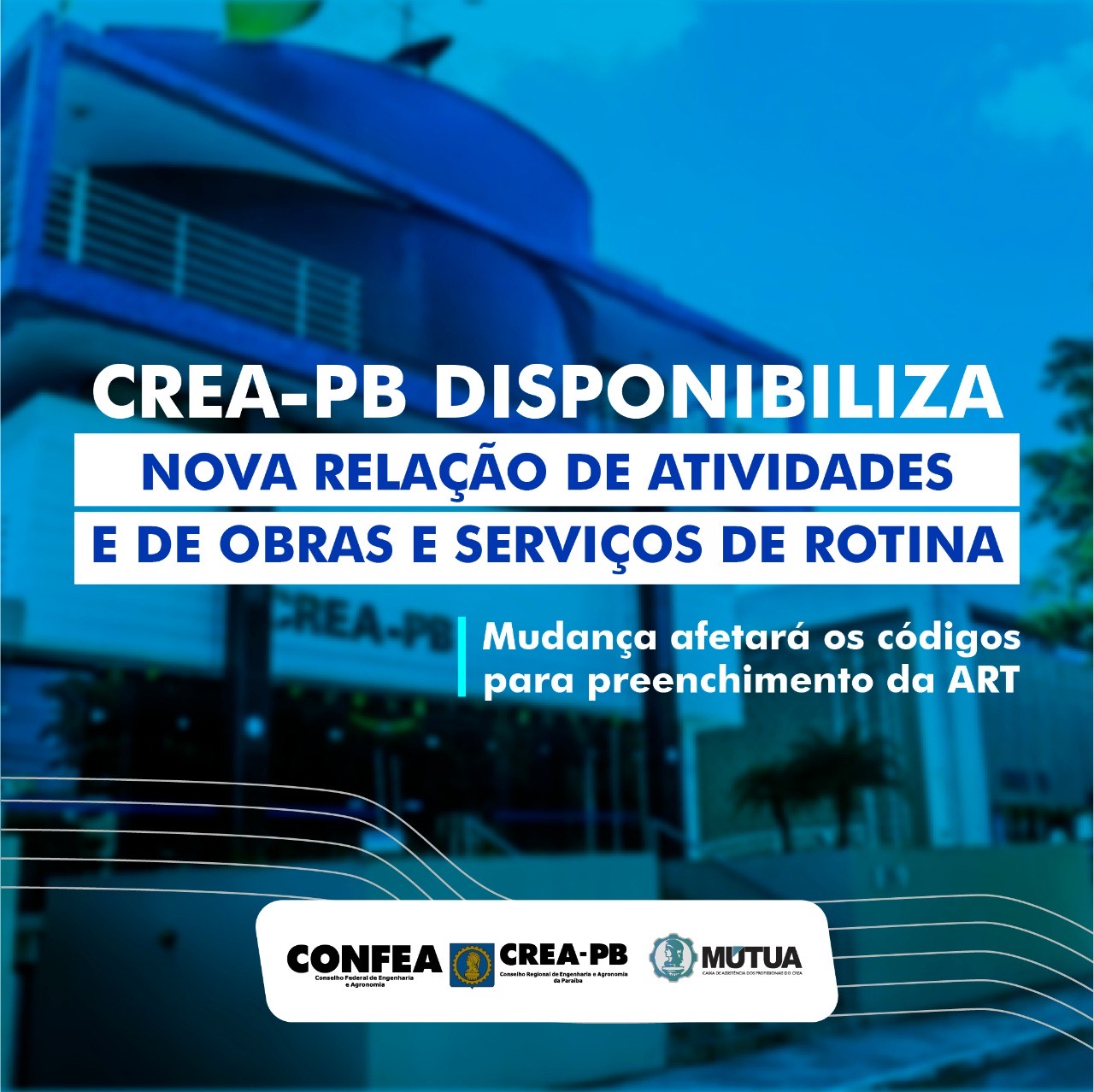 Crea-PB disponibiliza nova relação de atividades e de obras e serviços de rotina