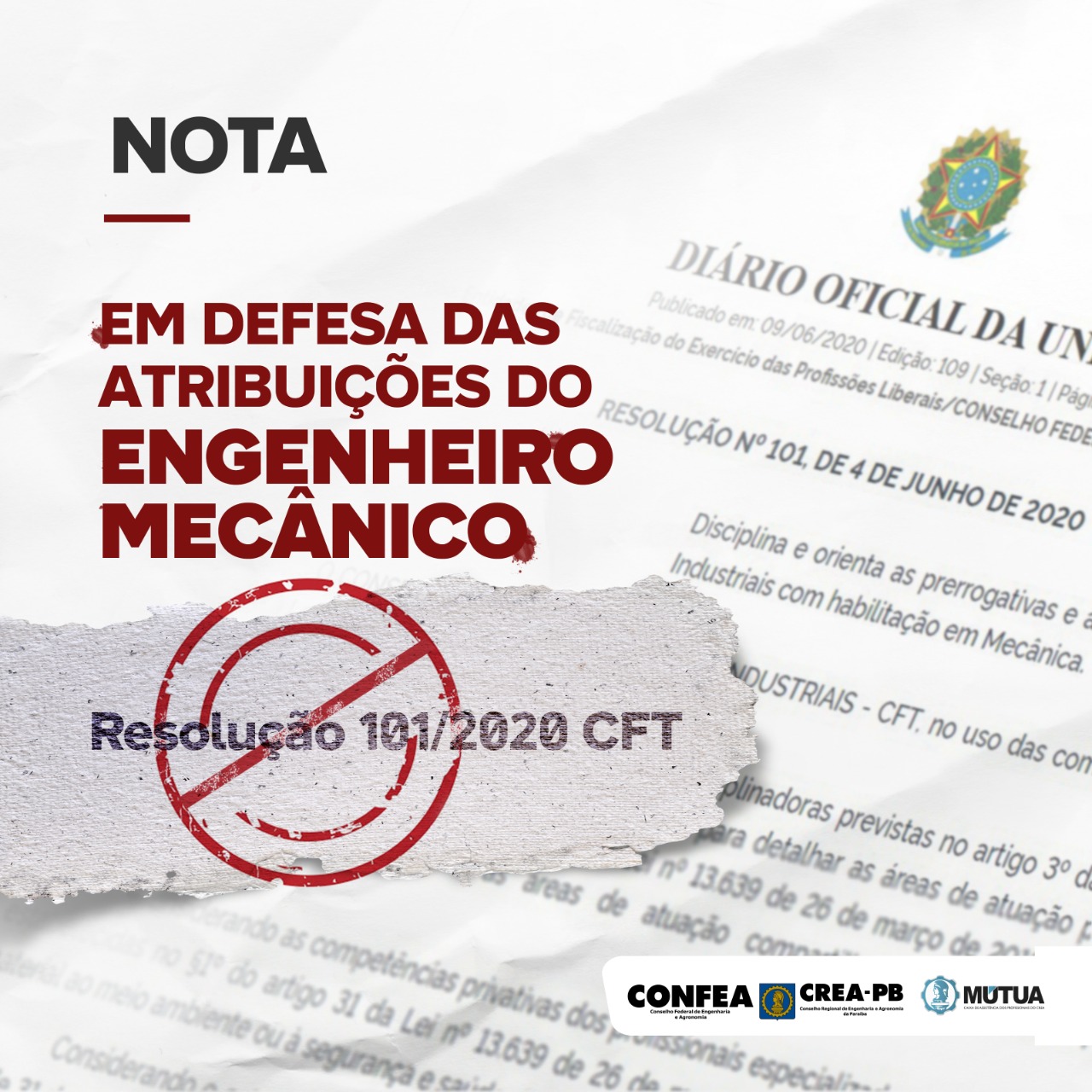 NOTA DE REPÚDIO À RESOLUÇÃO 101/20 DO CFT