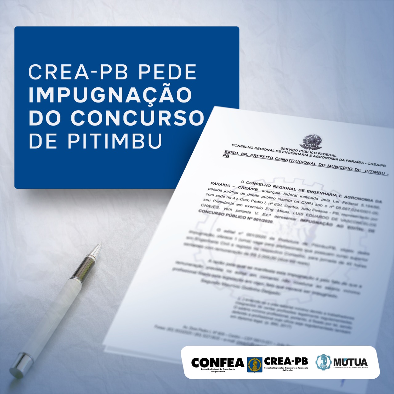 CREA-PB pede impugnação do concurso de Pitimbu