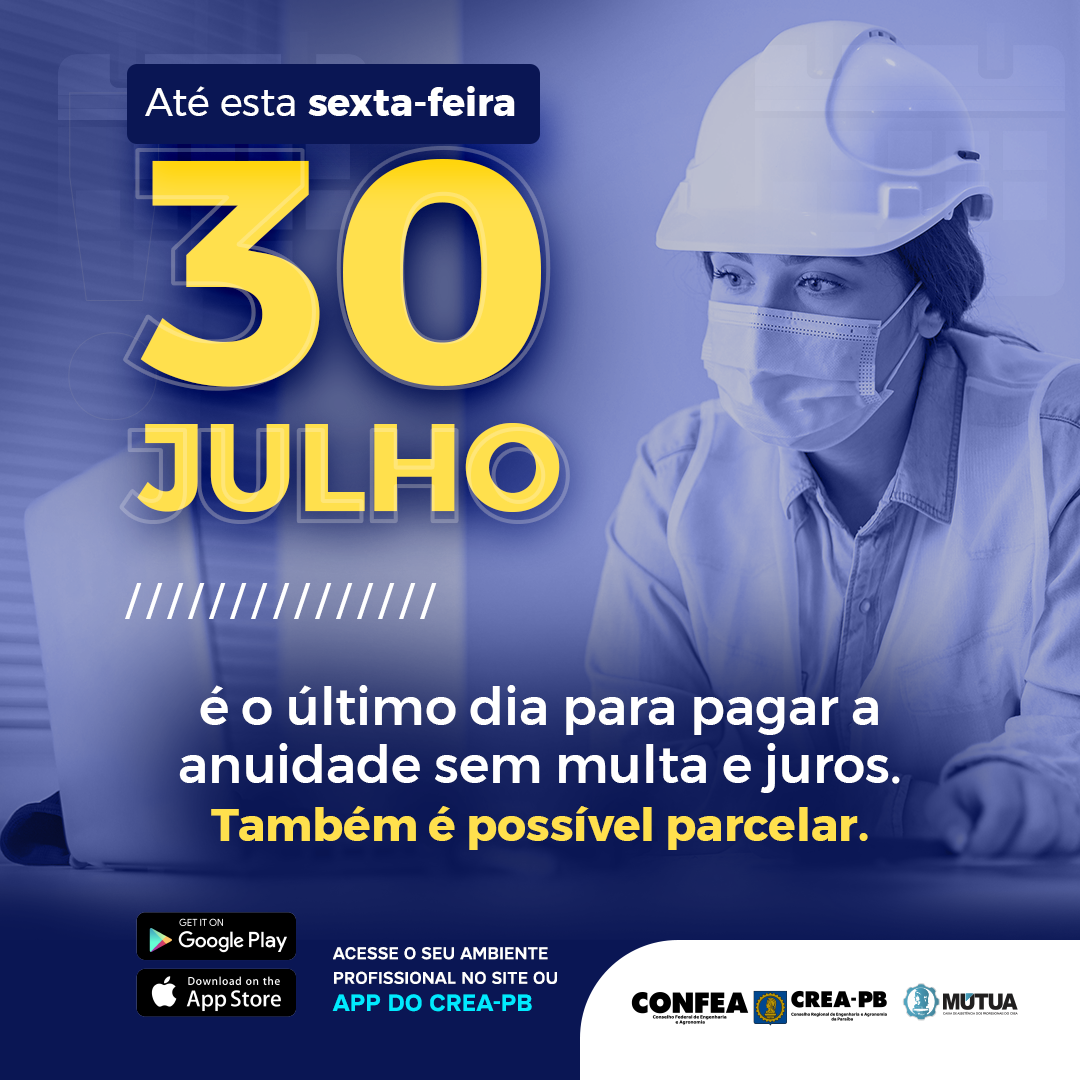 Até sexta! Dia 30 é o prazo máximo para pagamento da Anuidade 2021