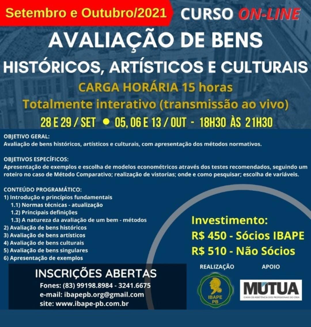 Curso “Avaliação de Bens Históricos, Artísticos e Culturais” com inscrições abertas