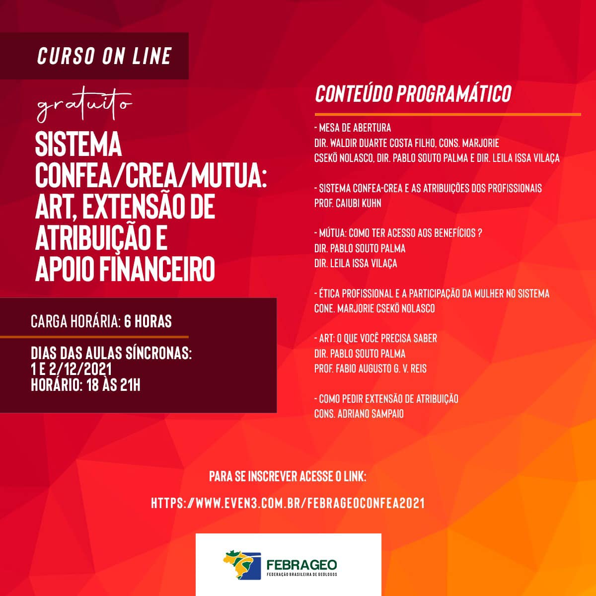 Curso sobre o Sistema Confea/Crea e Mútua é oferecido gratuitamente para estudantes e profissionais