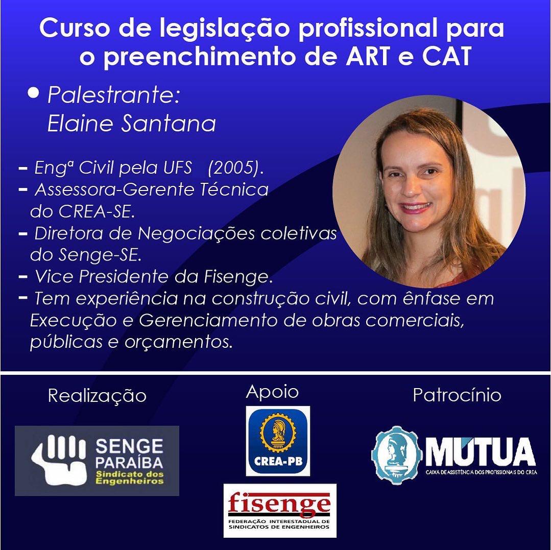 Senge-PB promove curso de preenchimento de ART e CAT