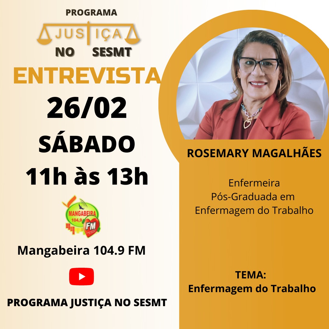 Programa Justiça no SESMT abordará radiologia e enfermagem do trabalho neste sábado