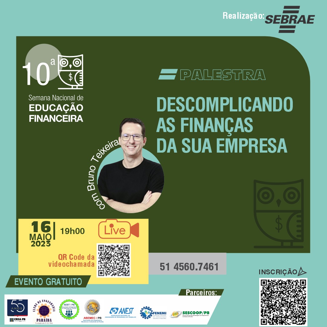 Parceria entre o Crea PB e o Sebrae oferece palestra gratuita sobre finanças