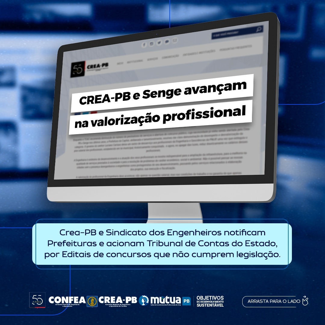 <strong>Crea-PB e Sindicato dos Engenheiros notificam Prefeituras e acionam Tribunal de Contas do Estado, por Editais de concursos que não cumprem legislação</strong>