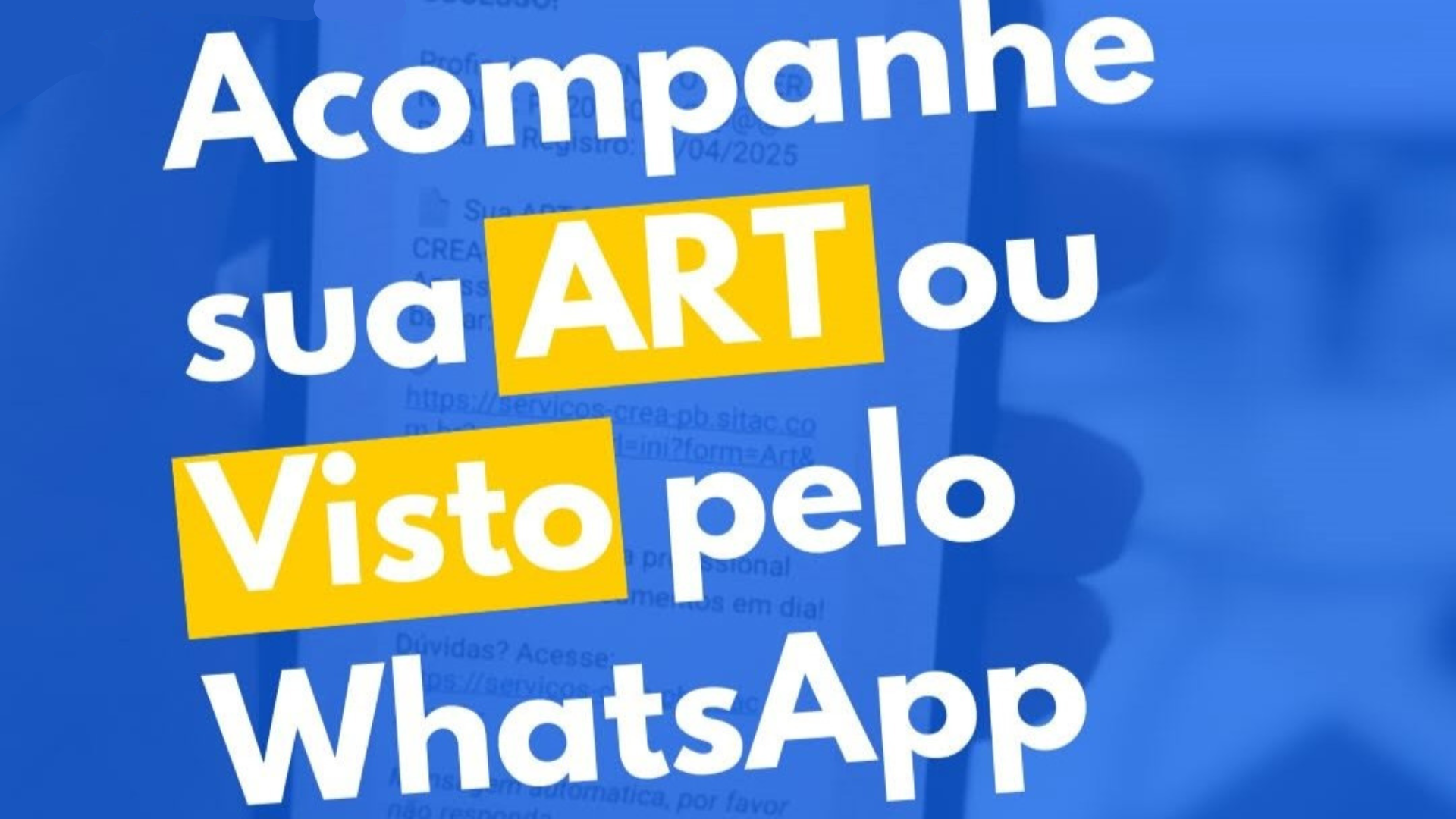 Crea-PB lança acompanhamento de ART e Visto via WhatsApp