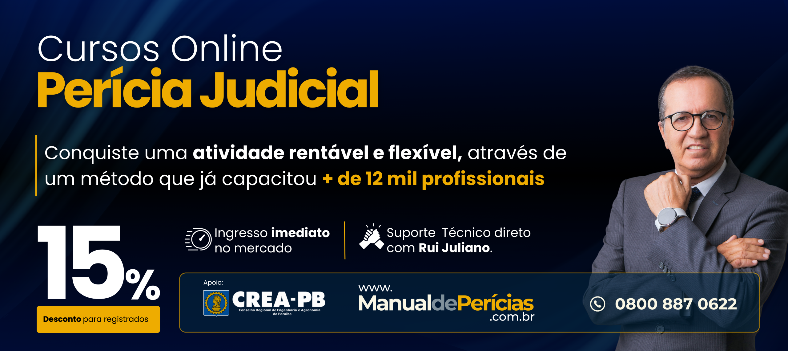 Professor Rui Juliano promove curso online sobre Perícia Judicial com 15% de desconto