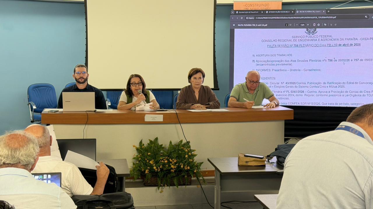 Crea-PB realiza plenária de abril e marca início da gestão da presidenta Cândida Régis